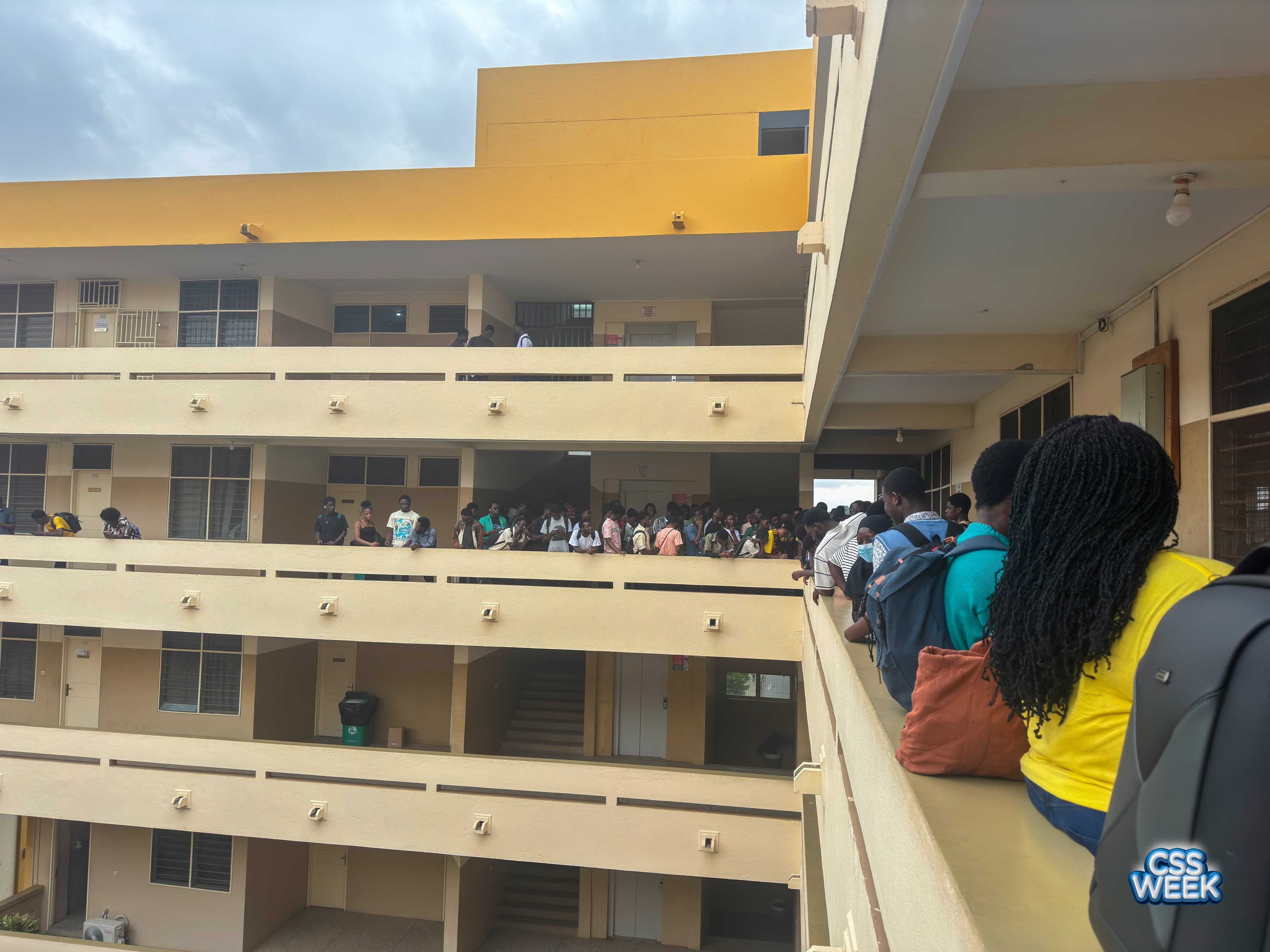 Students on the department’s courtyard corridors